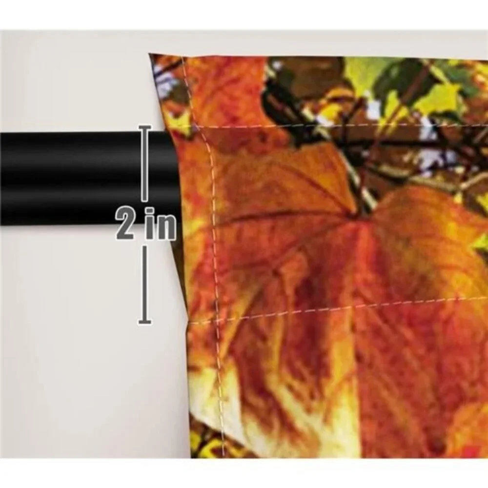 Autumn Scenery Window Curtains- Landscape Pumpkin Print Darkening Drapes, 82x84